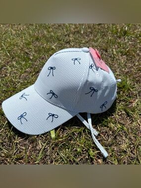 Juicy Couture Blue Stripe Bow Baseball Cap Coquette Hat New